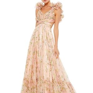 Mac Duggal Ieena Floral Chiffon Gown - Pink, Size 6